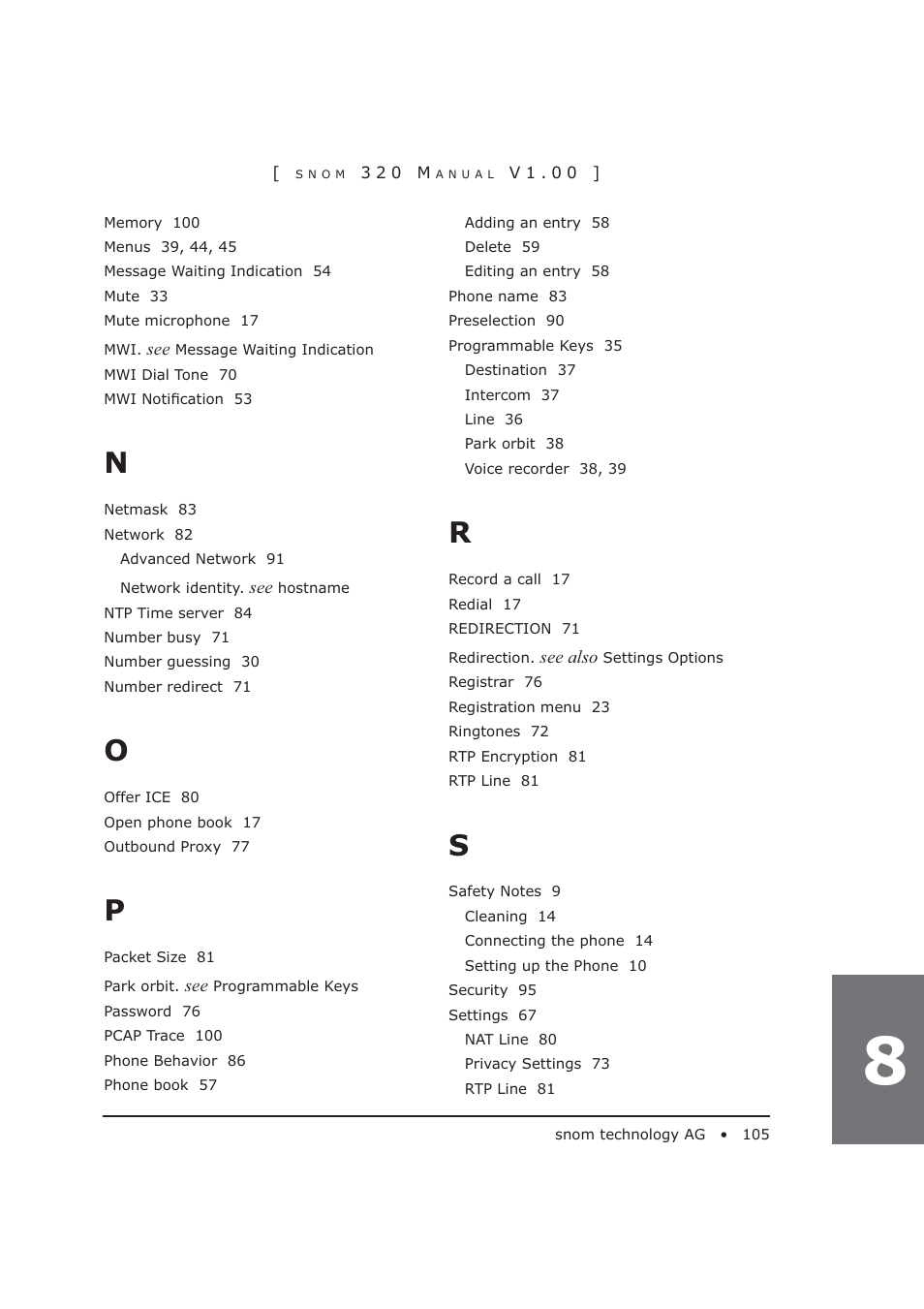 Snom 320 User Manual | Page 105 / 108
