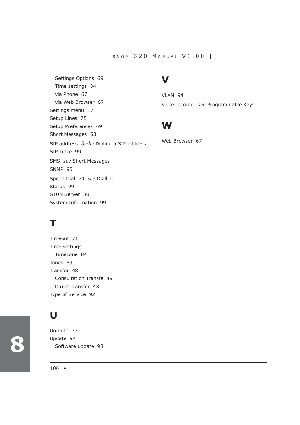 Snom 320 User Manual | Page 106 / 108