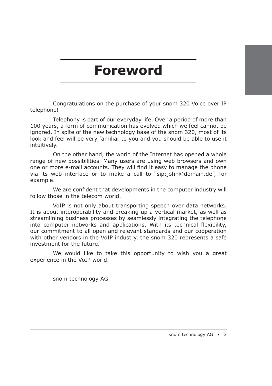 Foreword | Snom 320 User Manual | Page 3 / 108