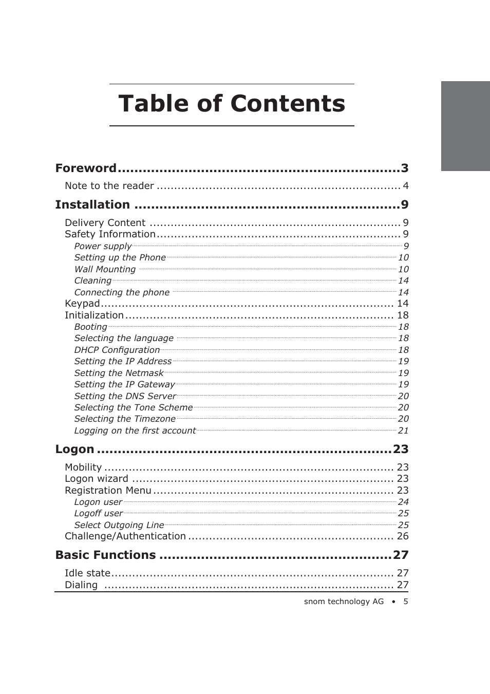 Snom 320 User Manual | Page 5 / 108