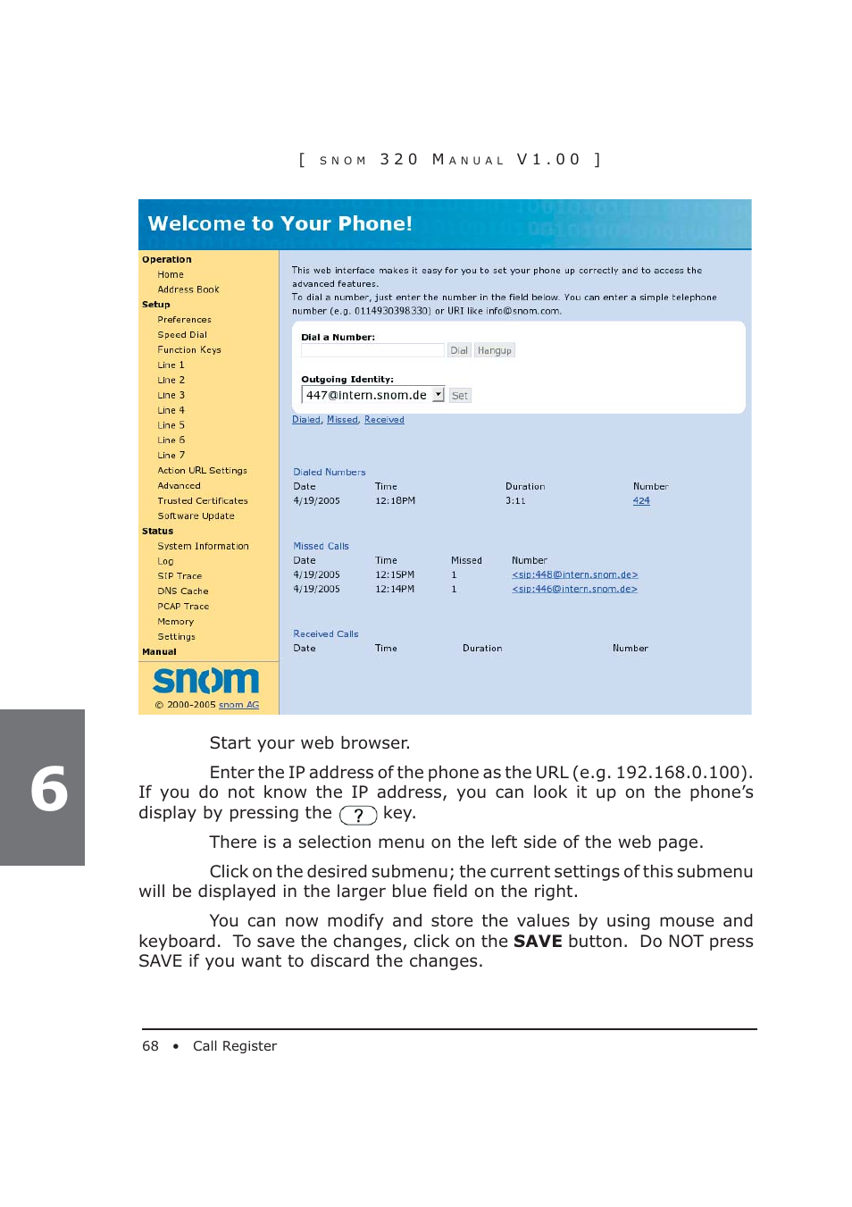 Snom 320 User Manual | Page 68 / 108