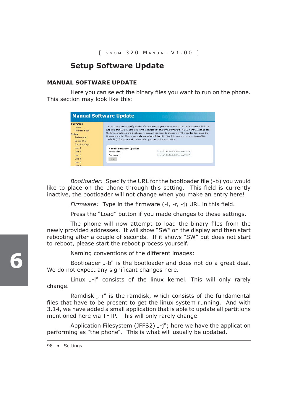 Setup software update | Snom 320 User Manual | Page 98 / 108