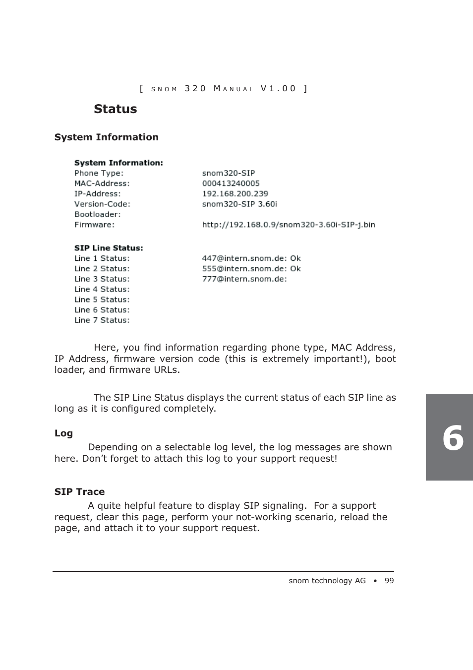 Status | Snom 320 User Manual | Page 99 / 108