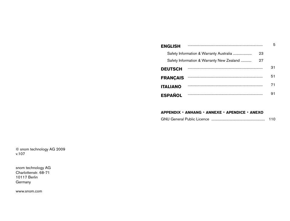 Snom M9 User Manual | Page 2 / 61