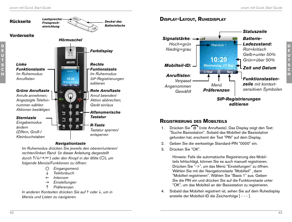 Registrierung des mobilteils an der basis | Snom M9 User Manual | Page 22 / 61