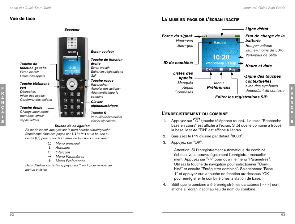 L'enregistrement du combiné | Snom M9 User Manual | Page 32 / 61