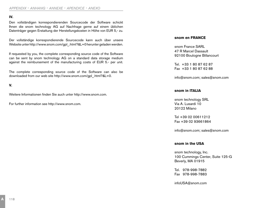 Snom en france, snom in italia | Snom M9 User Manual | Page 60 / 61