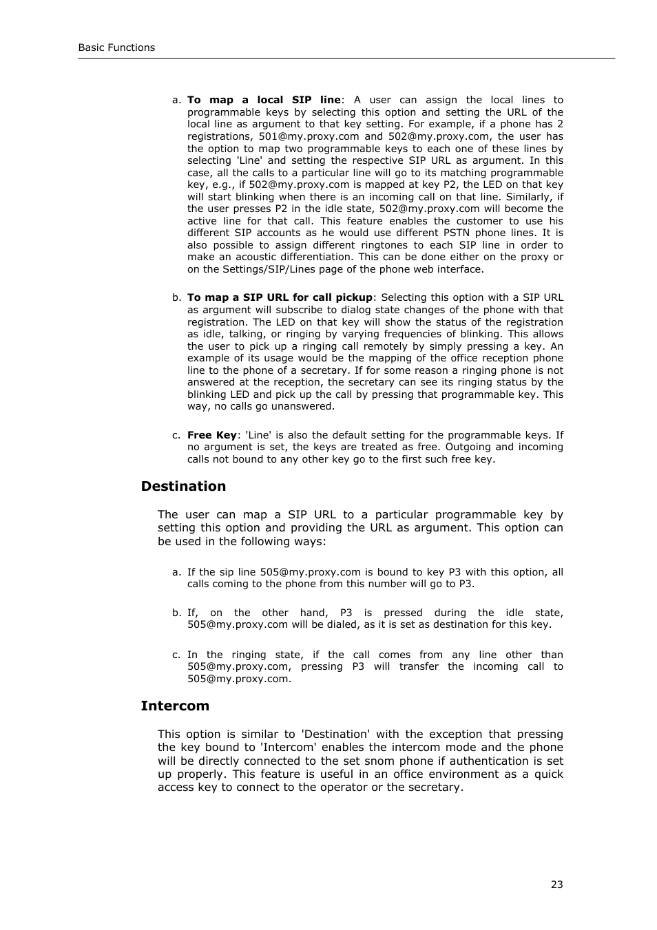 Destination, Intercom | Snom 220 User Manual | Page 23 / 67