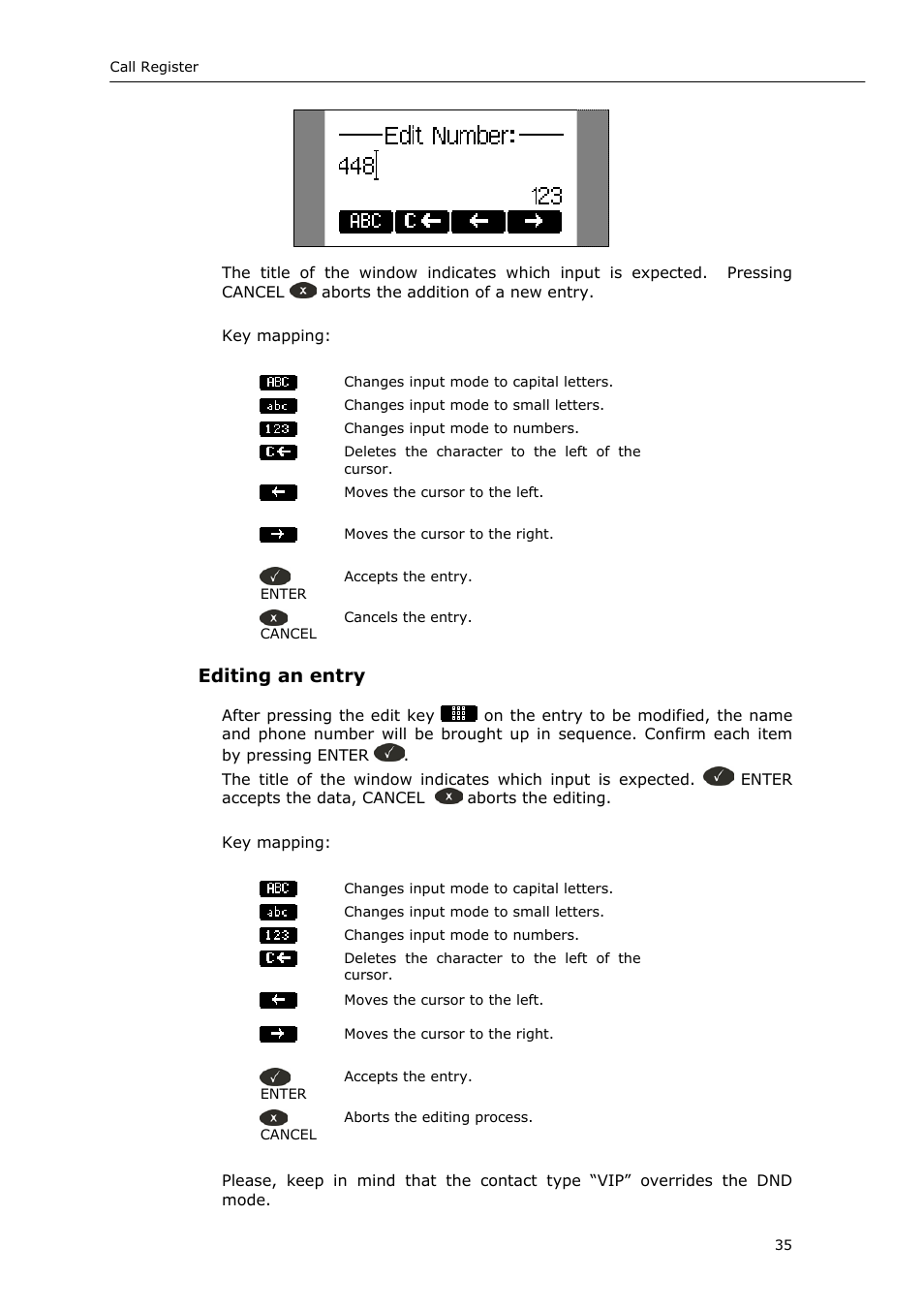 Editing an entry | Snom 220 User Manual | Page 35 / 67