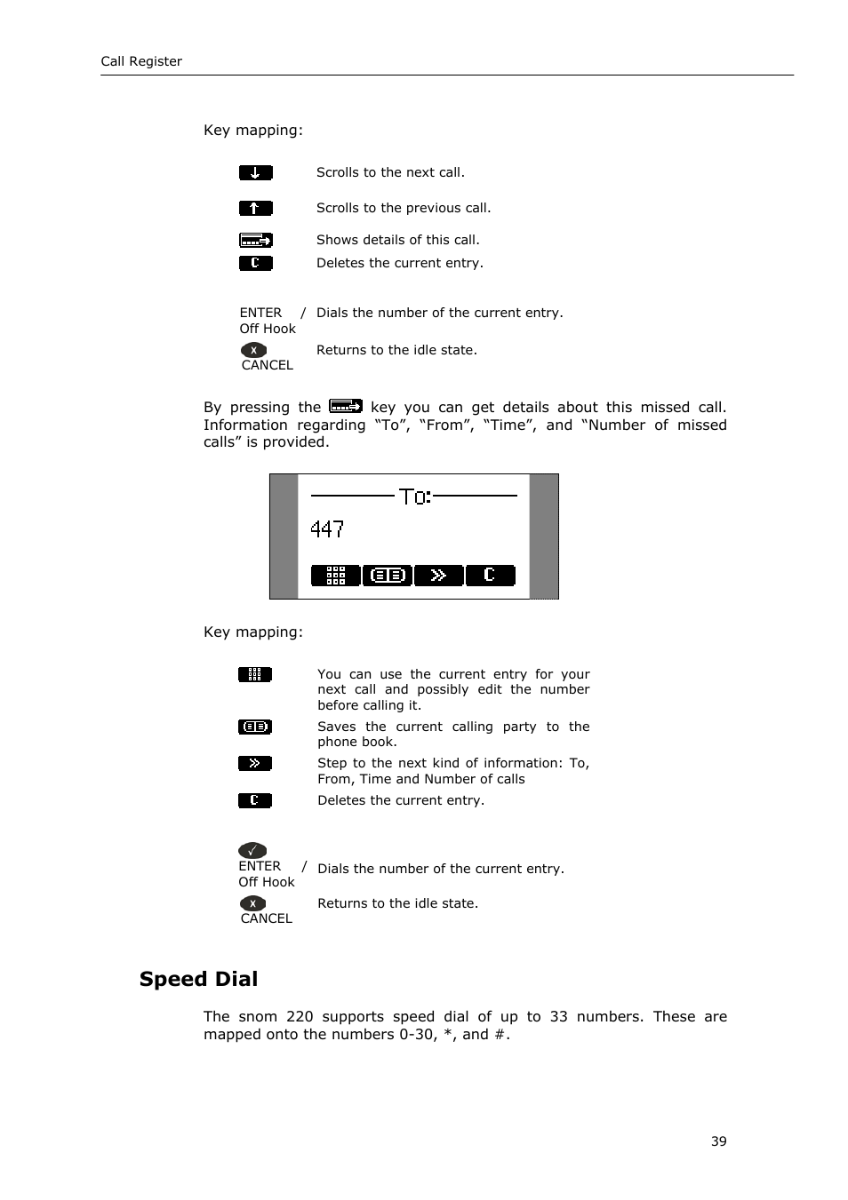 Speed dial | Snom 220 User Manual | Page 39 / 67