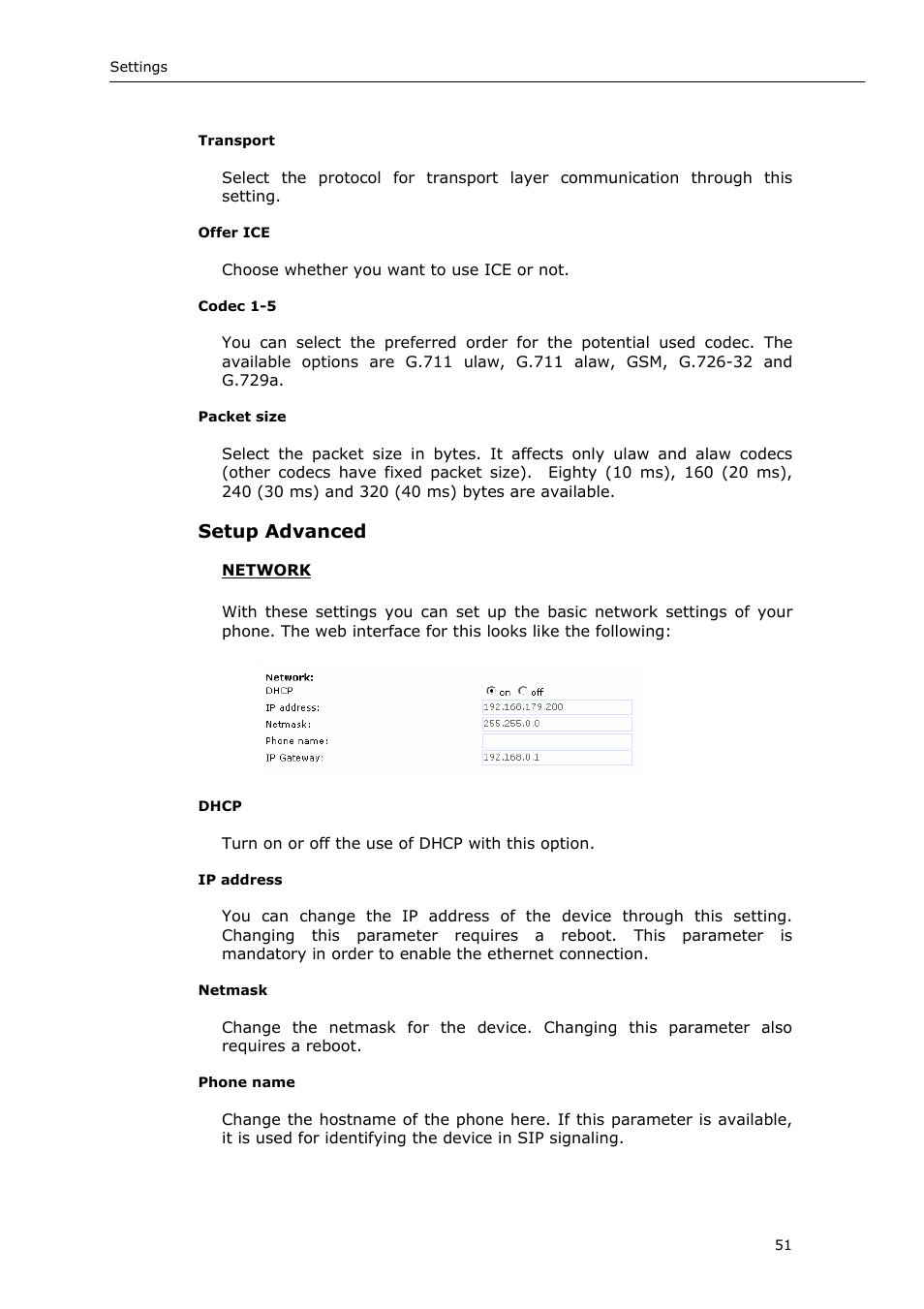 Setup advanced | Snom 220 User Manual | Page 51 / 67