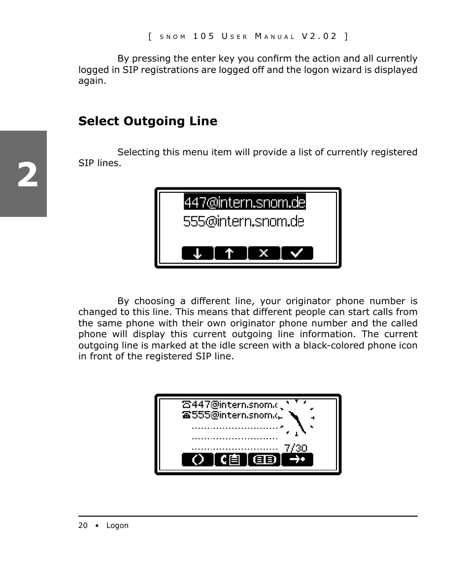 Select outgoing line | Snom 105 User Manual | Page 20 / 69