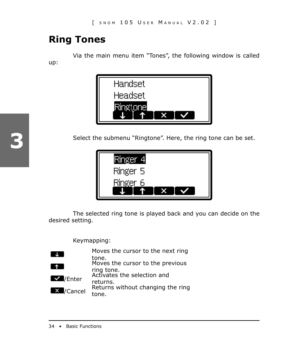 Ring tones | Snom 105 User Manual | Page 34 / 69