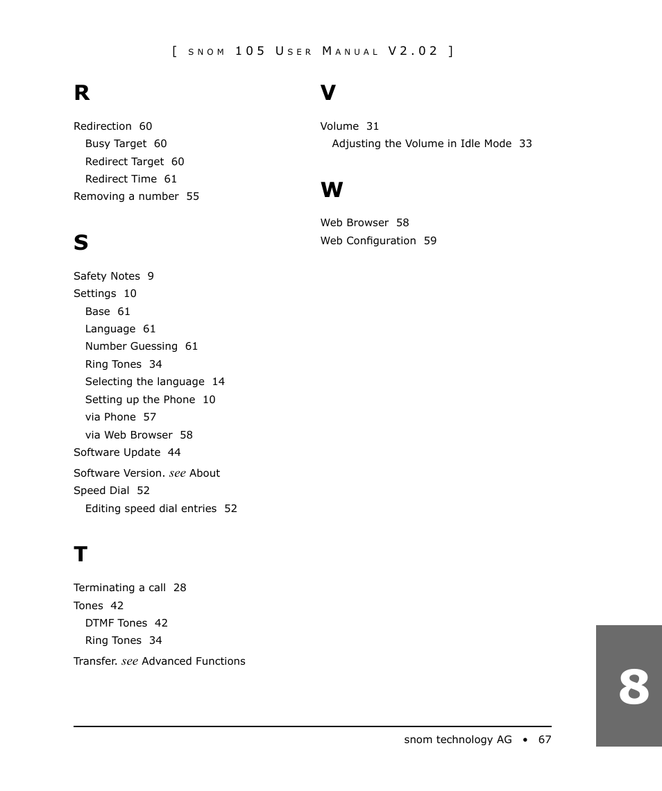 Snom 105 User Manual | Page 67 / 69
