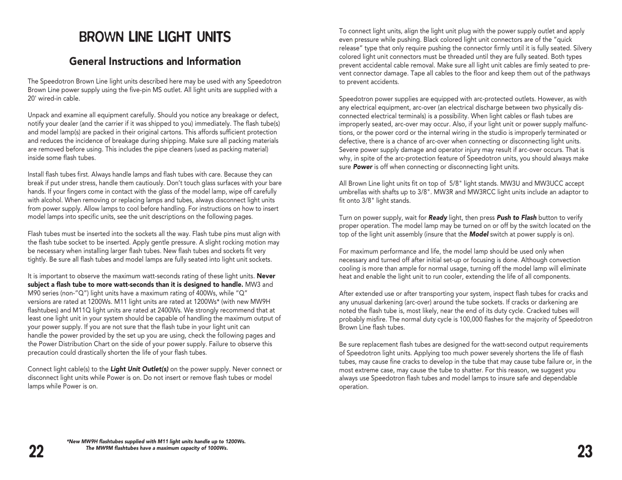 Brown line light units | Speedotron Brown Line Equipment User Manual | Page 12 / 17