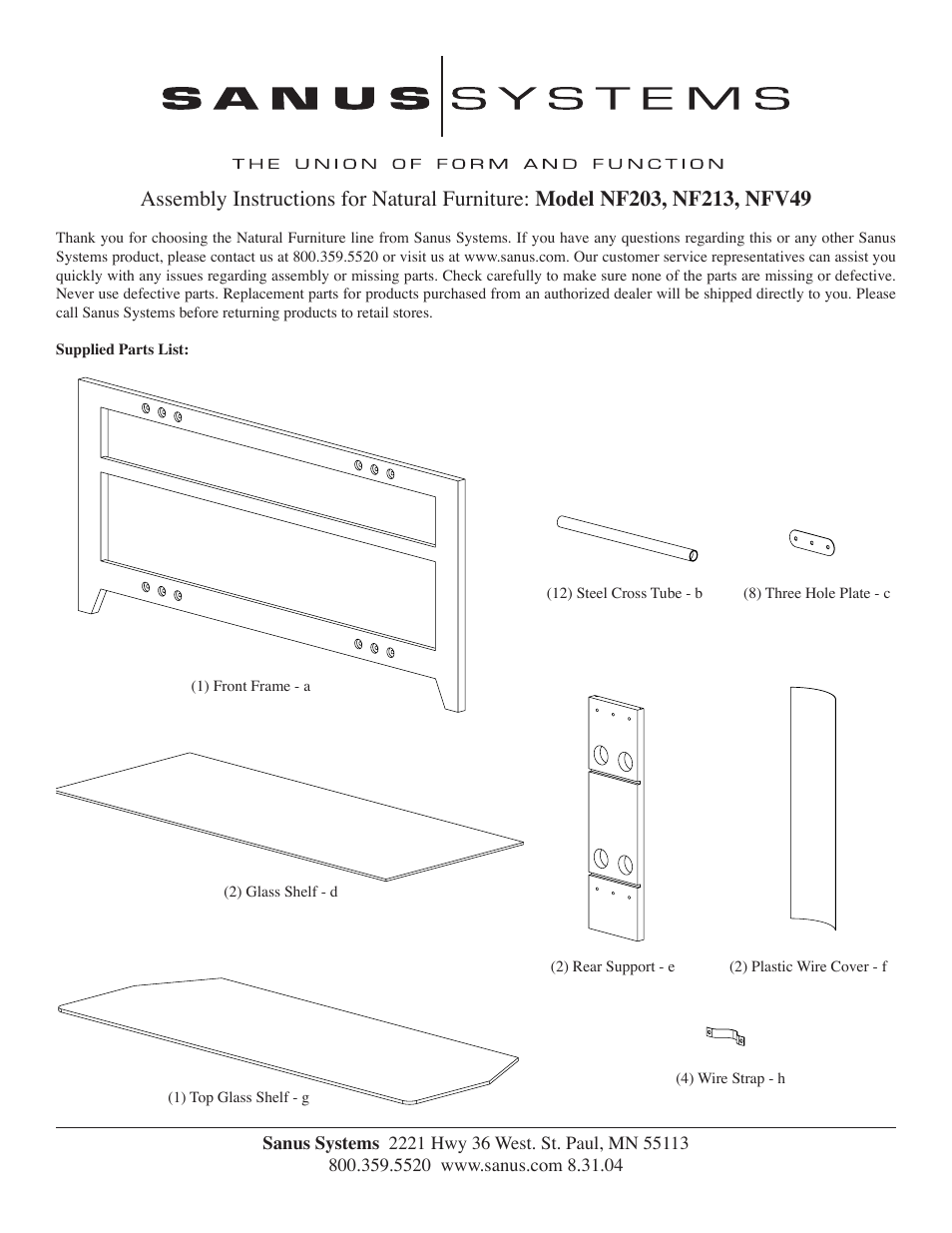 Sanus Systems NF213 User Manual | 4 pages