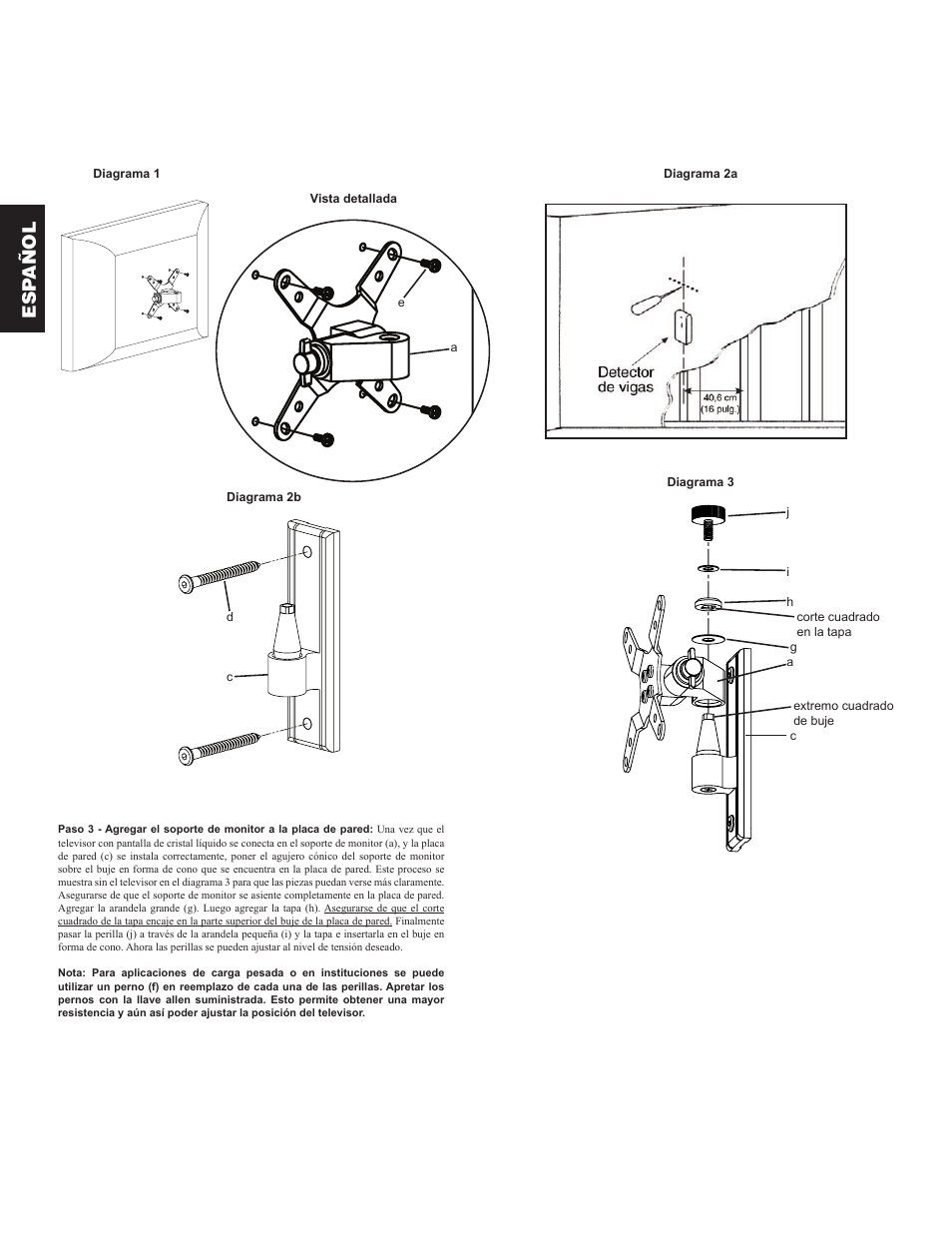 Esp añol | Sanus Systems VM1 User Manual | Page 6 / 18