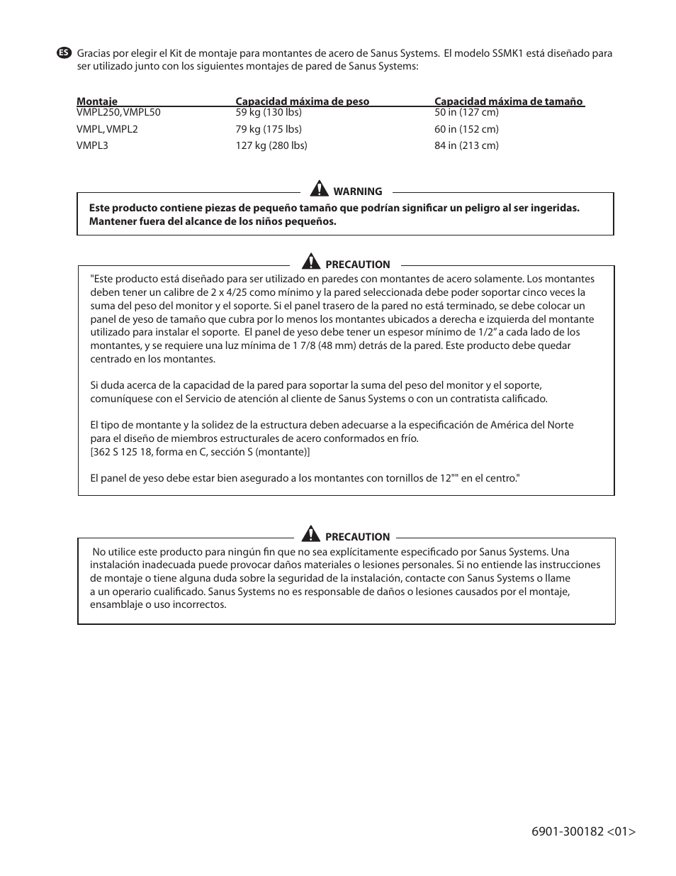 Sanus Systems SANUS SSMK1 User Manual | Page 2 / 9