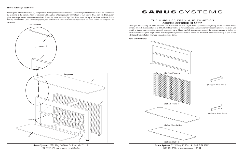 Sanus Systems SFV49 User Manual | 2 pages