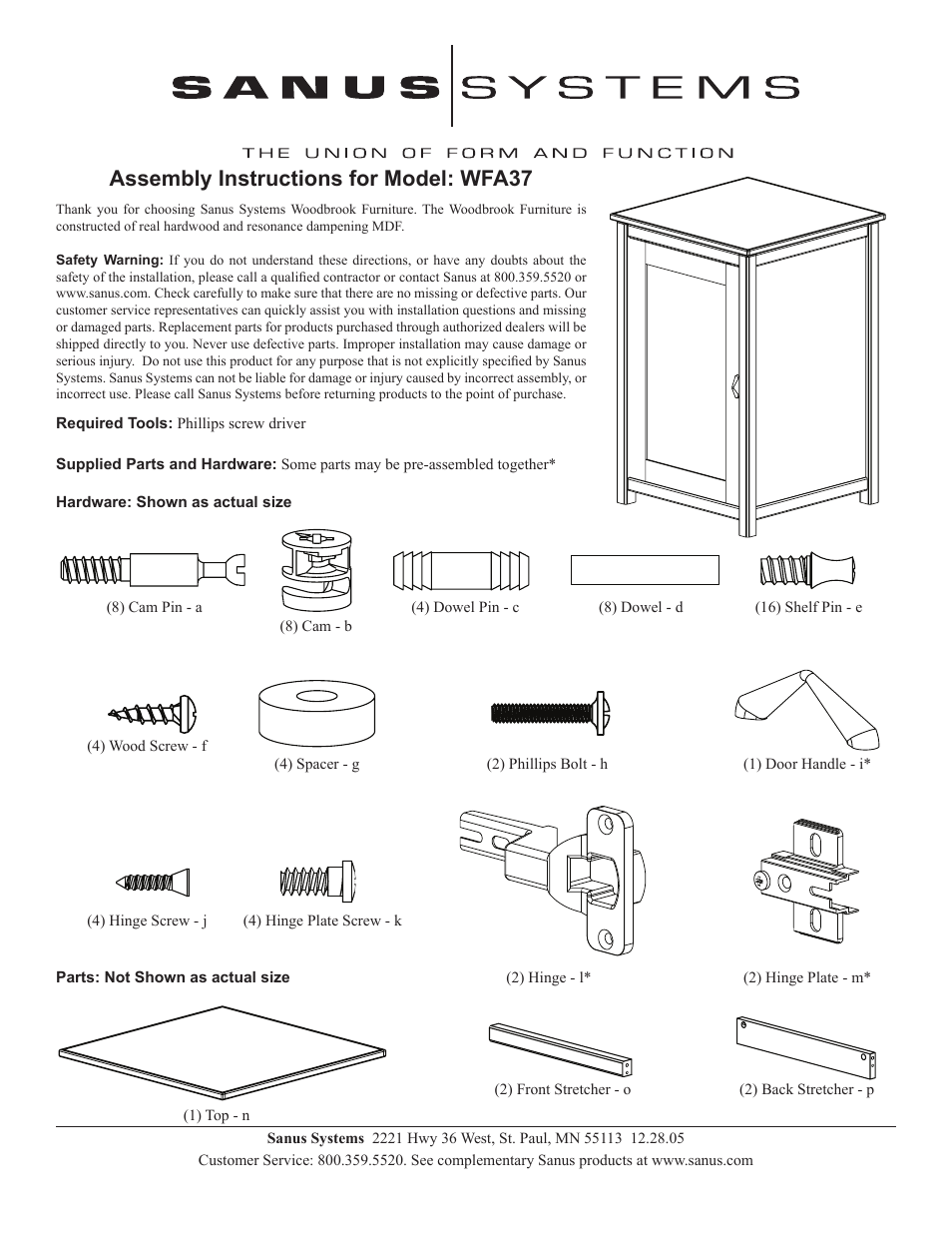 Sanus Systems WFA37 User Manual | 8 pages
