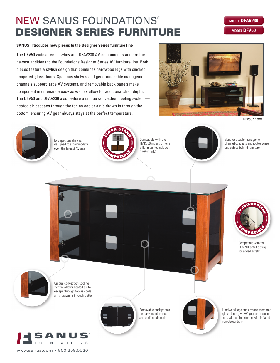 Sanus Systems New AV Foundations Designer Series User Manual | 2 pages