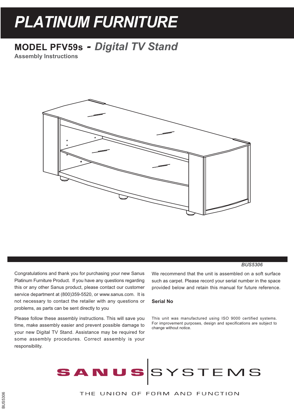 Sanus Systems PFV59S User Manual | 12 pages