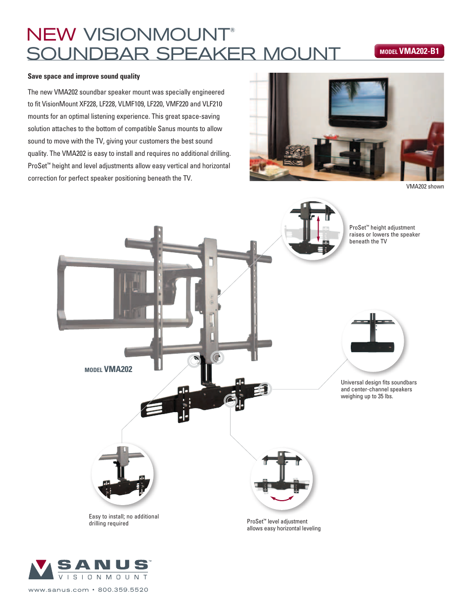 Sanus Systems VisionMount VMA202 User Manual | 2 pages