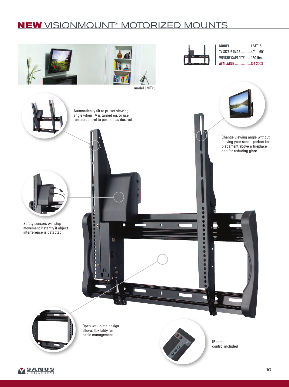 New visionmount, Motorized mounts | Sanus Systems Sanus Vertical AV Foundations VF2022-B1 User Manual | Page 11 / 16