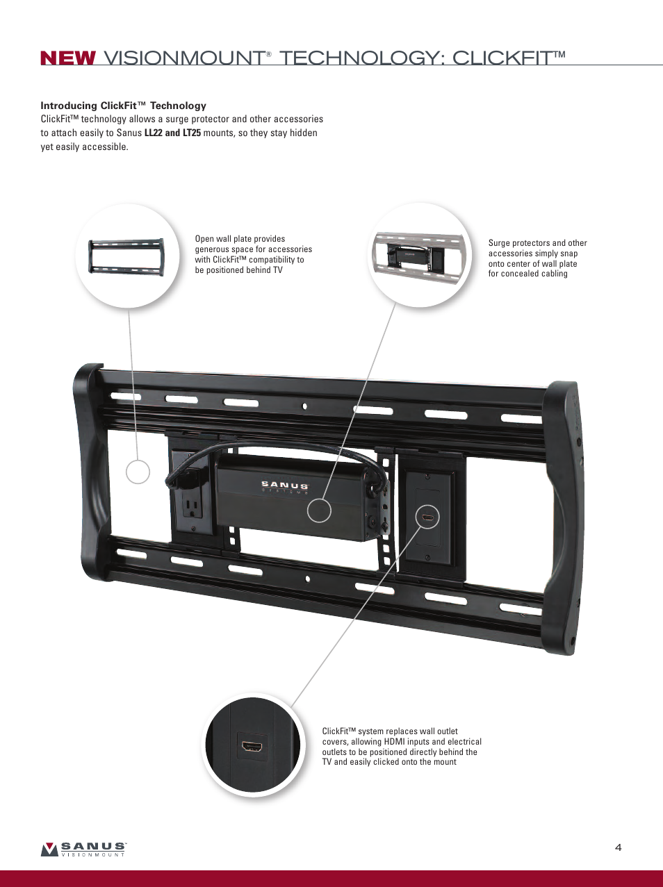 New visionmount, Technology: clickfit | Sanus Systems Sanus Vertical AV Foundations VF2022-B1 User Manual | Page 5 / 16