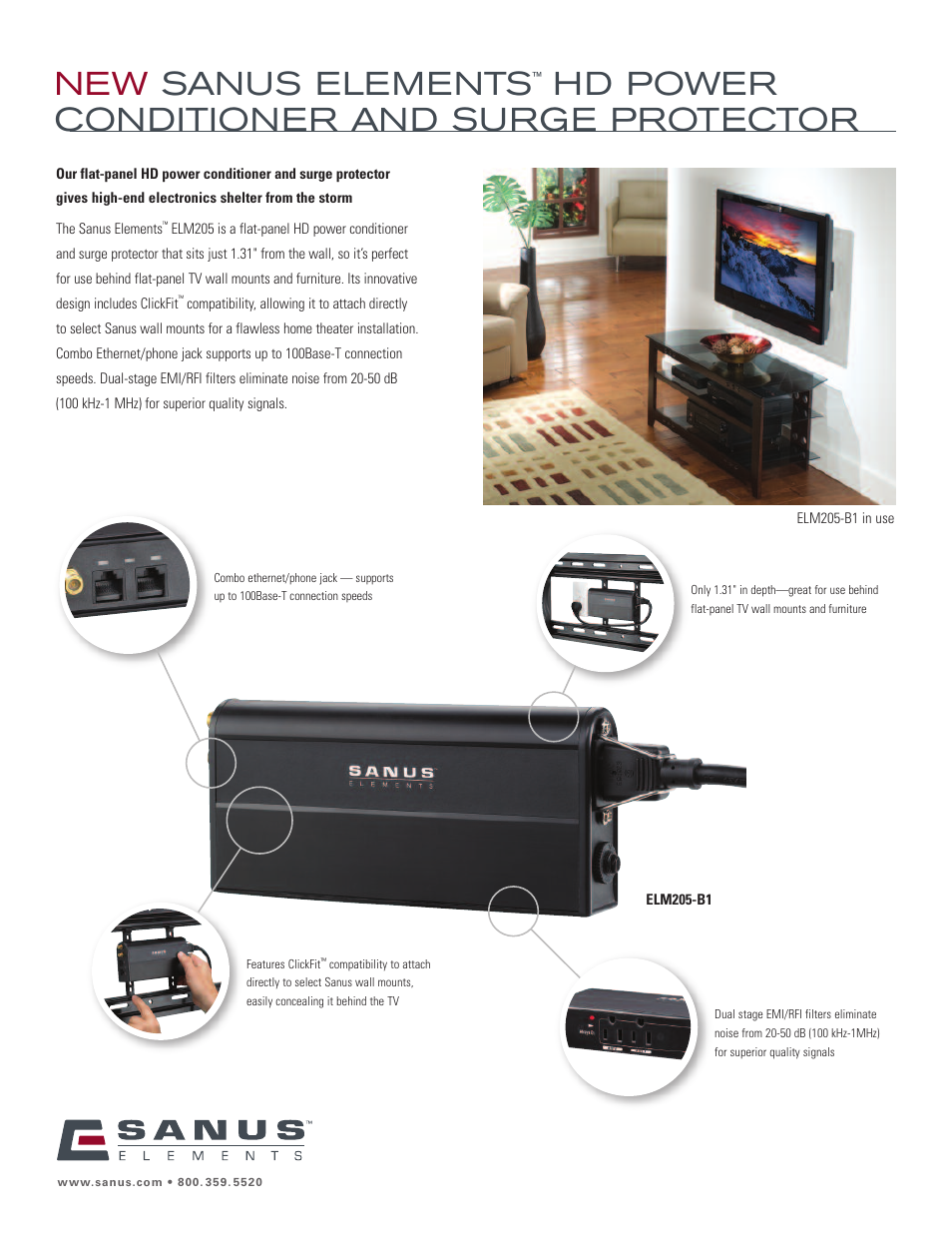 Sanus Systems Sanus Elements ELM205-B1 User Manual | 2 pages