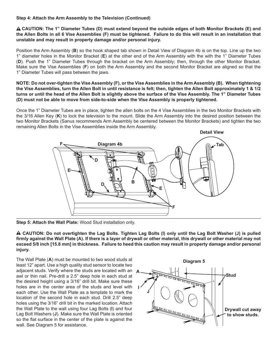 Sanus Systems VISIONMOUNTTM WALL MOUNT VMAA26 User Manual | Page 6 / 8