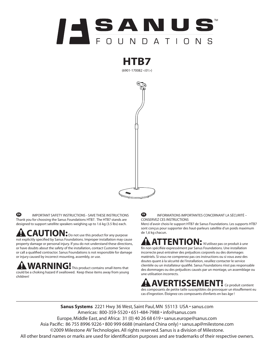 Sanus Systems HTB7 User Manual | 10 pages