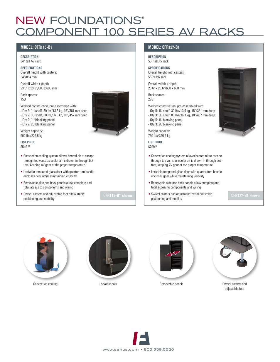 New foundations, Component 100 series av racks | Sanus Systems New Foundations 100 Series User Manual | Page 2 / 2
