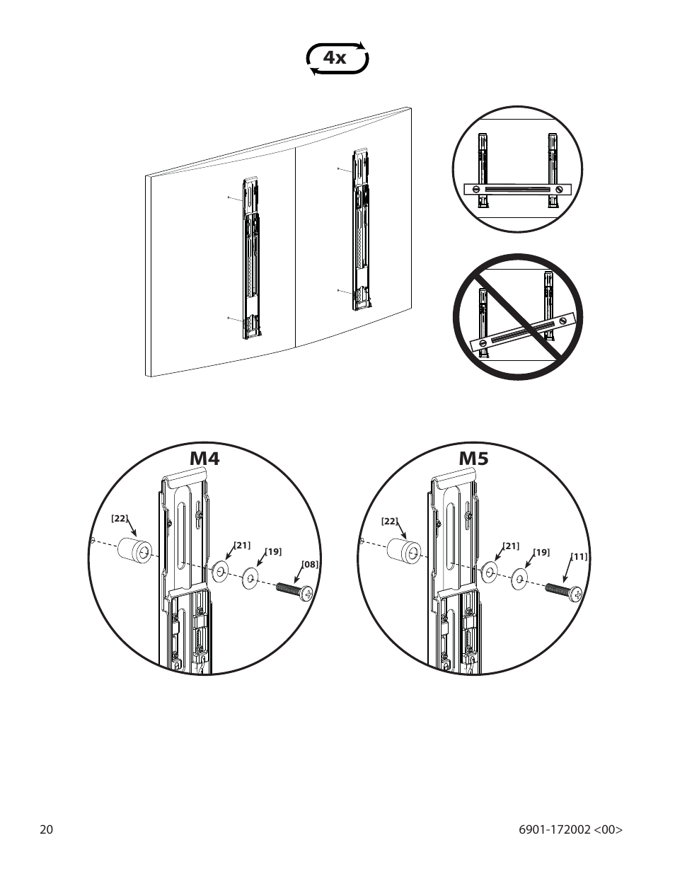 M4 m5 4x | Sanus Systems VISIONMOUNT ML11 User Manual | Page 20 / 36