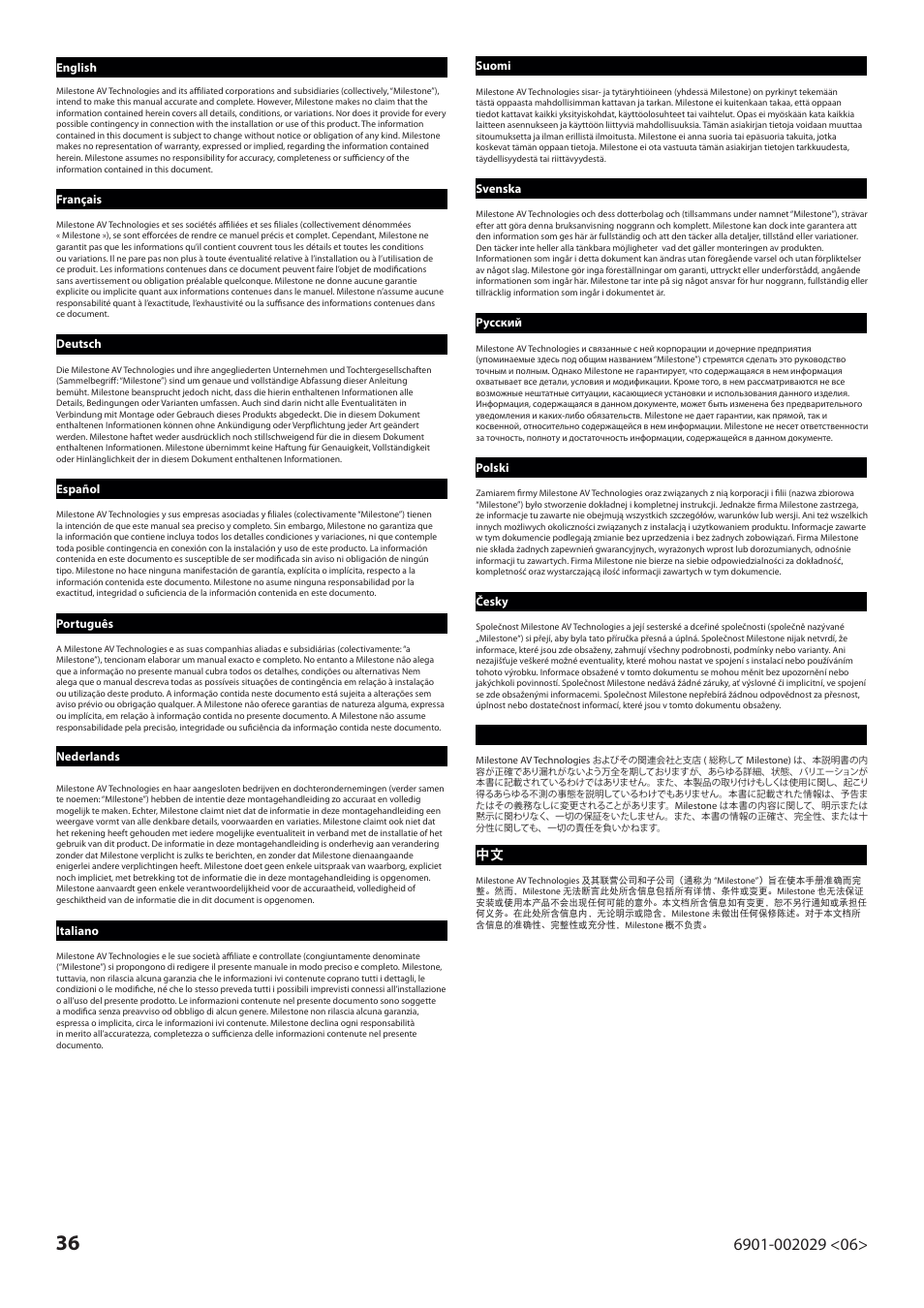 Sanus Systems VML10 User Manual | Page 36 / 36