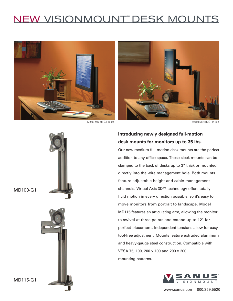 Sanus Systems Sanus VisionMount MD115-G1 User Manual | 2 pages