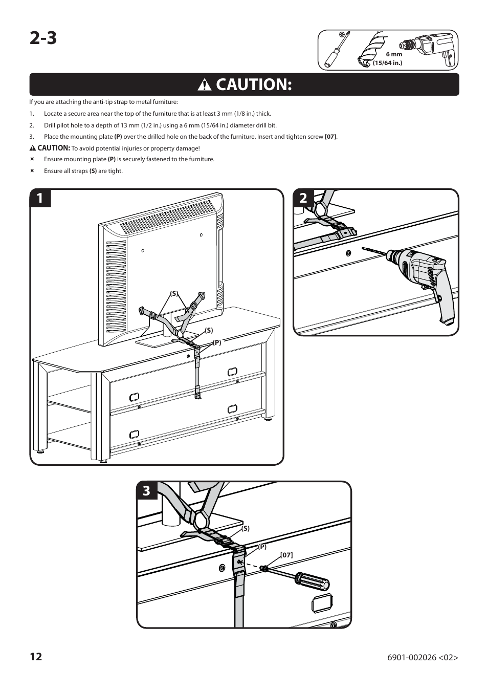 Caution | Sanus Systems ELM701 User Manual | Page 12 / 48