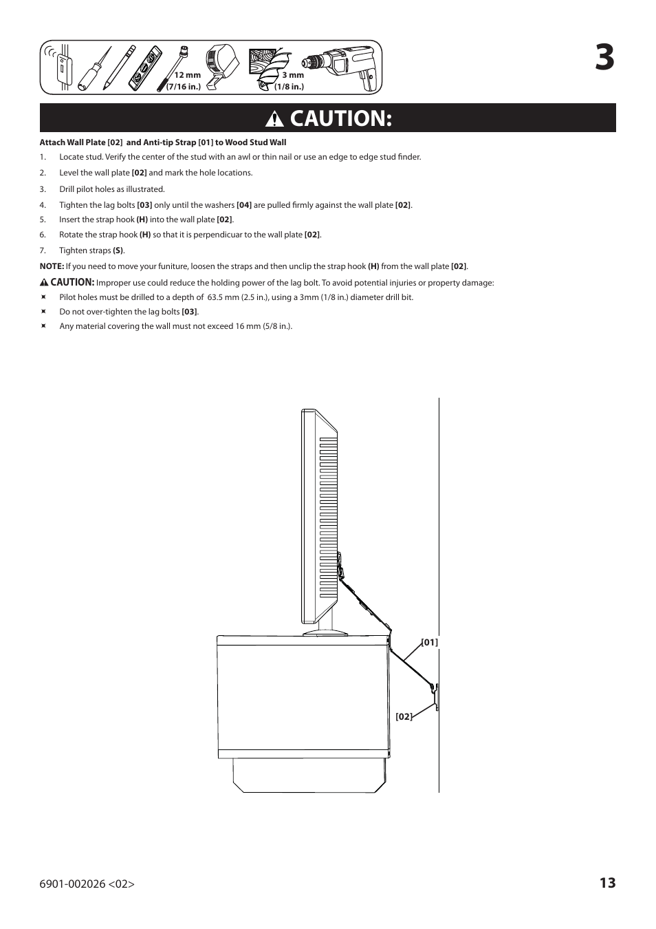 Caution | Sanus Systems ELM701 User Manual | Page 13 / 48