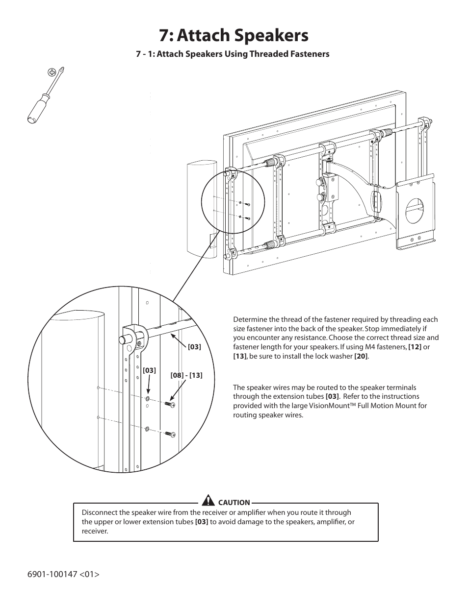 Attach speakers | Sanus Systems LAS1A User Manual | Page 7 / 8