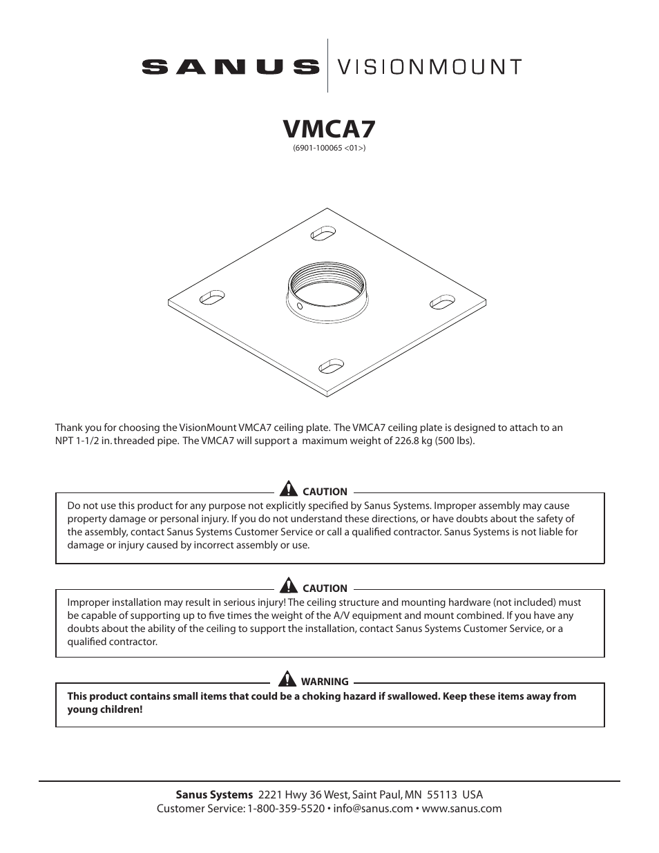 Sanus Systems VMCA7 User Manual | 4 pages