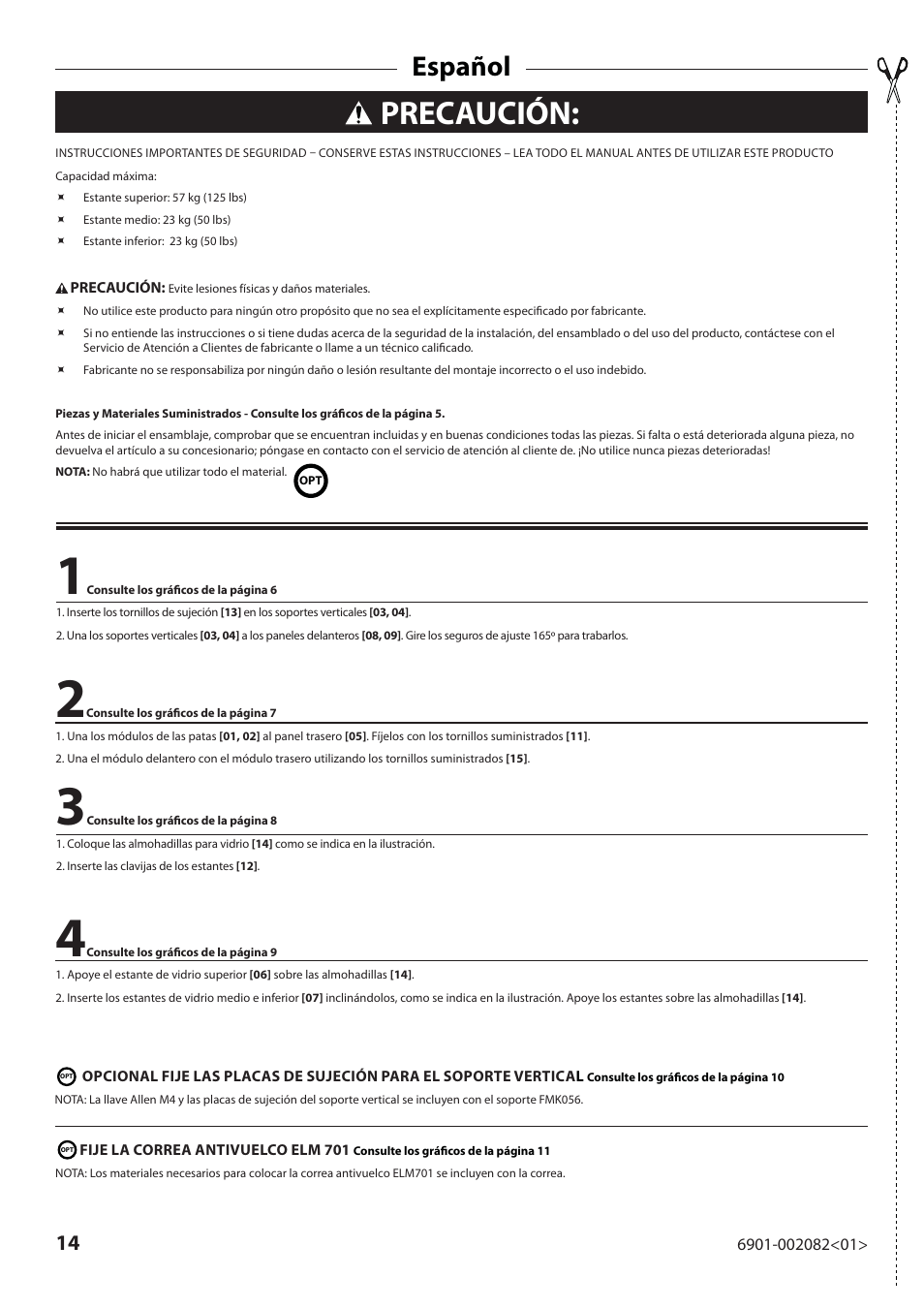 Precaución, Español | Sanus Systems BFAV344 User Manual | Page 14 / 28