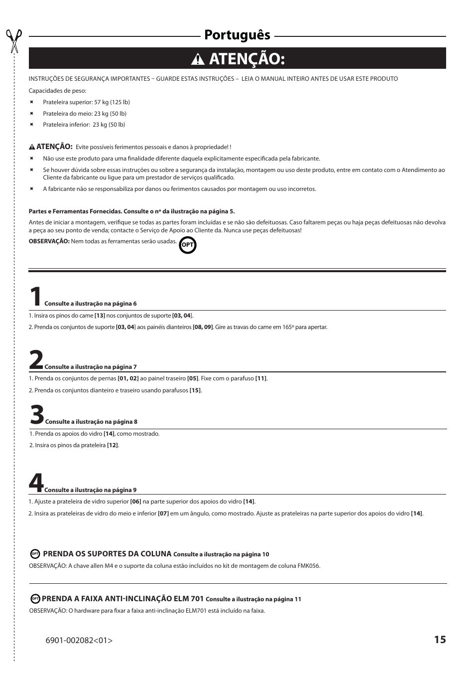 Atenção, Português | Sanus Systems BFAV344 User Manual | Page 15 / 28