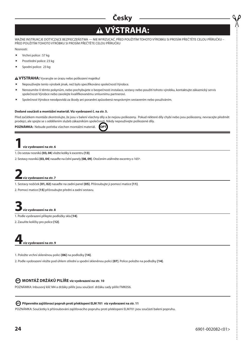 Výstraha, Česky | Sanus Systems BFAV344 User Manual | Page 24 / 28