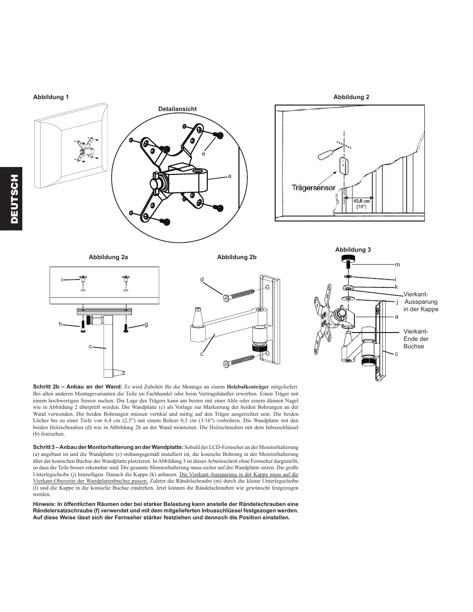 Deutsch | Sanus Systems VM2 User Manual | Page 8 / 18