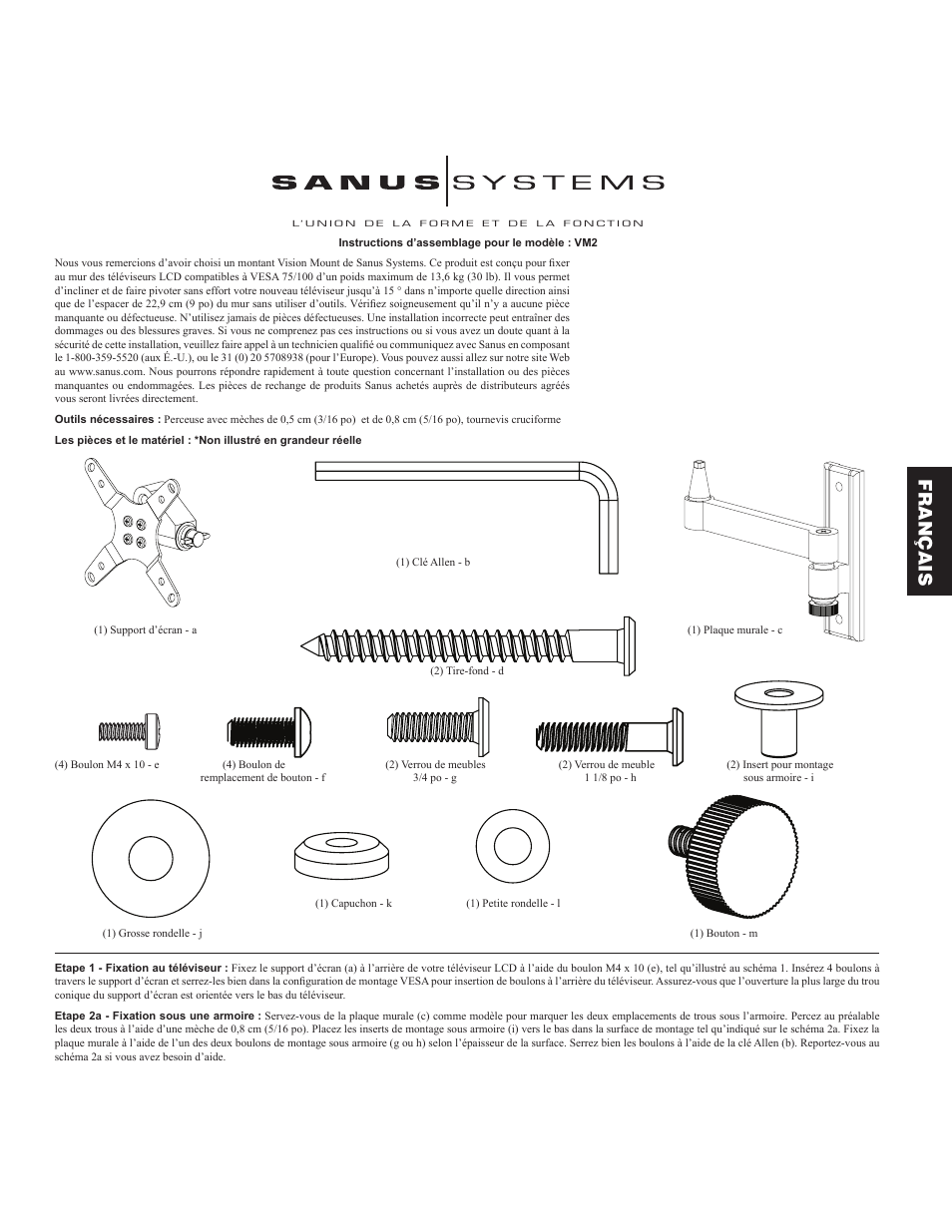 Français | Sanus Systems VM2 User Manual | Page 9 / 18