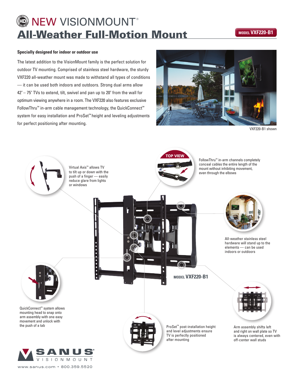 Sanus Systems New VisionMount VXF220-B1 User Manual | 2 pages