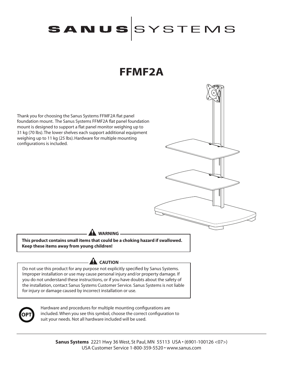 Sanus Systems FFMF2A User Manual | 7 pages