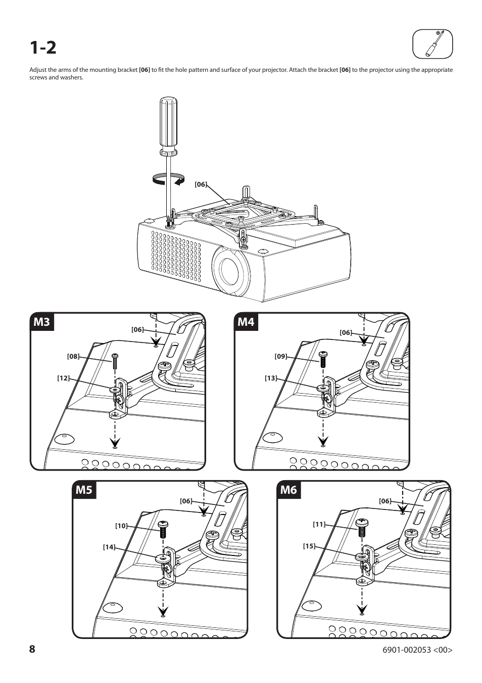 M6 m4 m5 m3 | Sanus Systems VP1 User Manual | Page 8 / 50