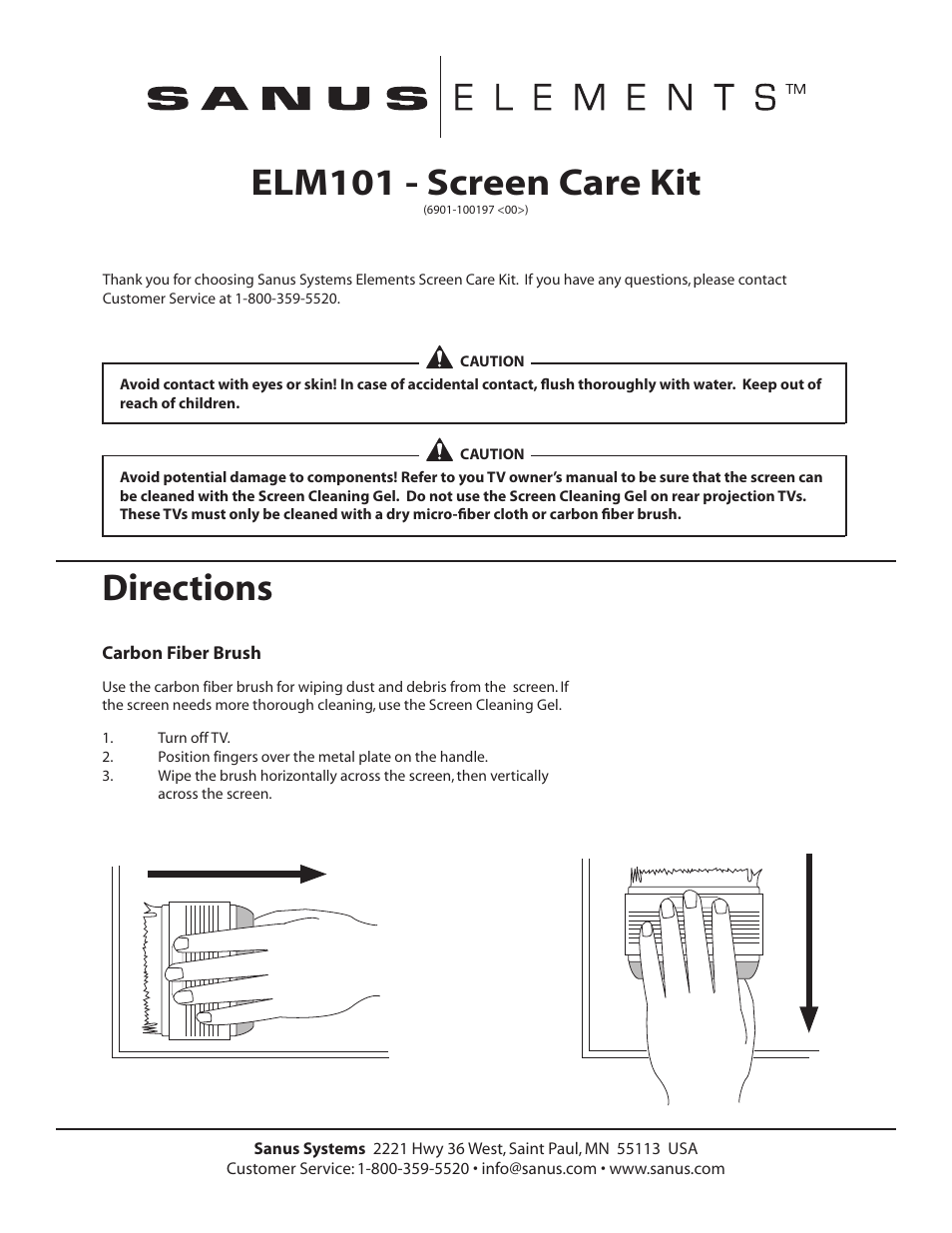 Sanus Systems Screen Care Kit ELM101 User Manual | 2 pages