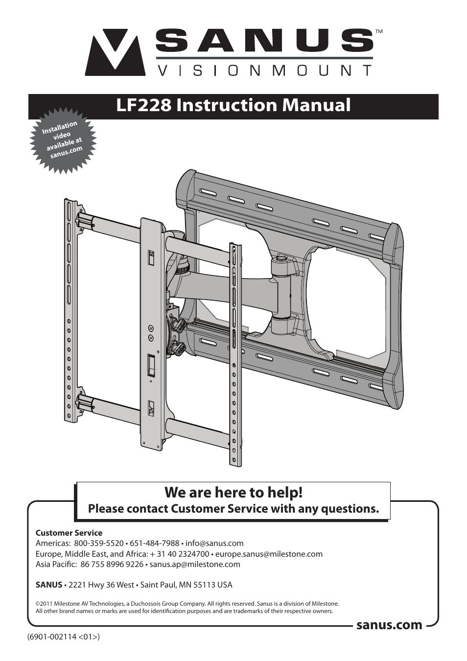 Sanus Systems LF228 User Manual | 40 pages